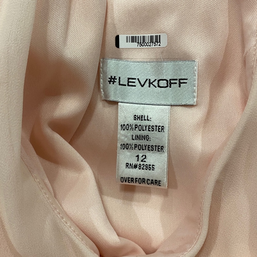 Levkoff Petal Pink Keyhole Neck A-Line Gown - Picture 6 of 6